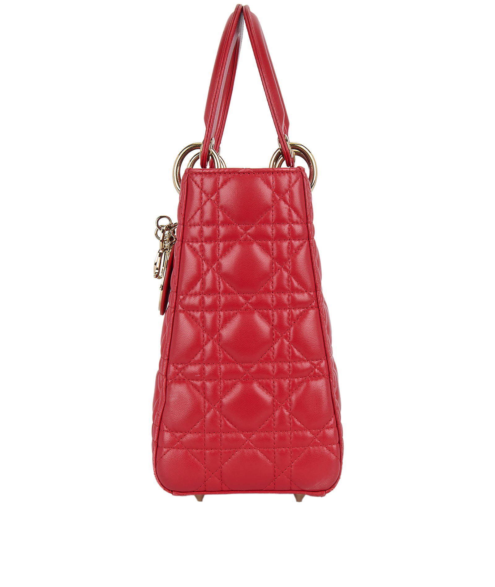 Medium Lady Dior, &pound;2,700, Handbags, Red, Leather, Bottom view